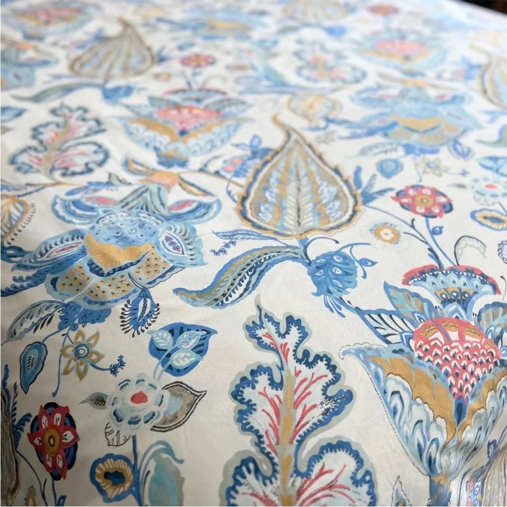 Pottery Barn Merion Palampore Floral Jacobean KING Duvet Cover Cotton Blue White